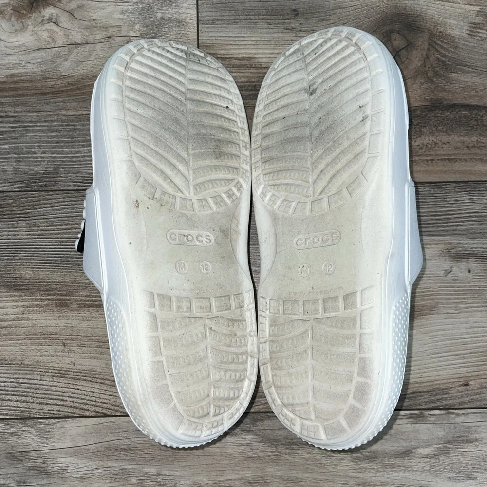 Croc's Sandals, Slides, White, Charms INCLUDED, Beach, Vacation, M 12